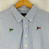 ラルフローレン RALPH LAUREN KNIT OXFORD 総柄ランダム刺繍ストライプ S/S BDポロシャツ メンズ import:XL